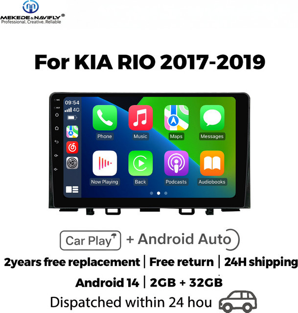 MEKEDE&NAVIFLY Android 14 Intelligentes Auto-Audiosystem für Kia RIO Stonic YB 2016-2022, 2 Din Multimedia-Videoplayer Autoradio in Schwarz - Bild 1