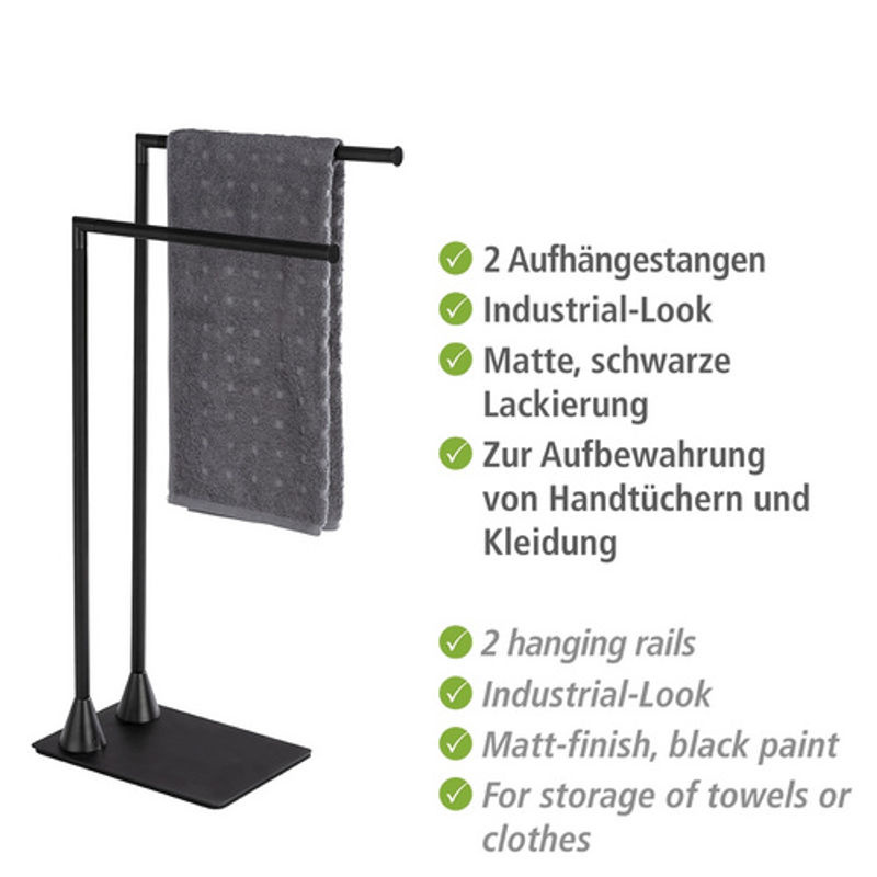 Wenko Handtuch- und Kleiderständer Hella, Schwarz Matt, B/H: 43,5 x 78,5 cm - Bild 2