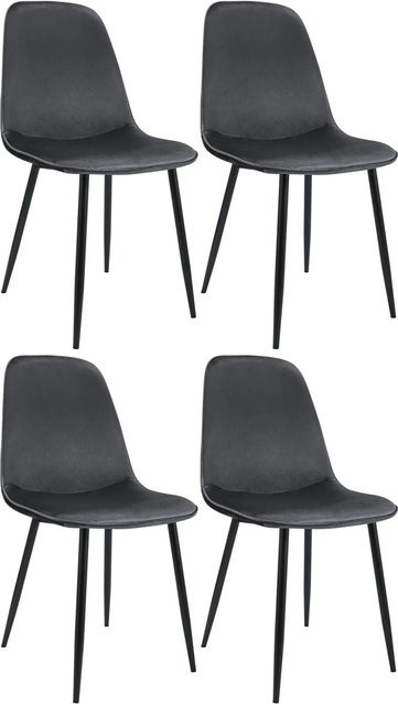 DELUKE 4er Set Esszimmerstühle RAZON aus Samt in Dunkelgrau, B/T/H: 45 x 54 x 88 cm - Bild 1