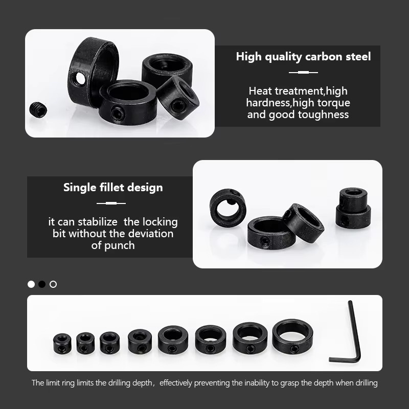 XCAN 8 Stück Holzbearbeitungs-Bohrer-Locator Set mit Ringpositionierer und Sechskantschlüssel für Schafttiefen von 3–16 mm - Bild 2
