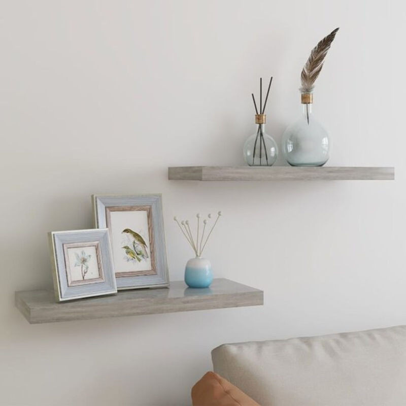 Vidaxl Schweberegale 2er Set Wandregal in Grau, B/T/H: 60 x 23,5 x 3,8 cm - Bild 1
