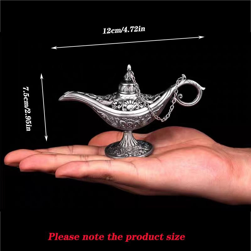 Aladdin Magische Dschinn Lampe Retro Räuchergefäß aus Zinklegierung in Bronze, Silber, Gold oder Rot, Höhe: 12 cm - Bild 2