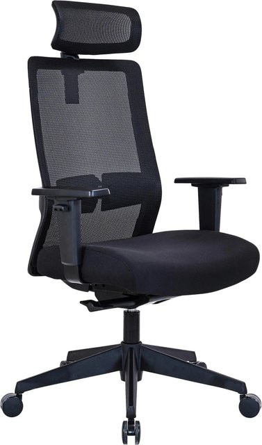 Mömax Drehstuhl Ricarda Schwarz mit Kopfstütze und Armlehnen für Home-Office und Büro, B/T/H: 65 x 66 x 119 cm bis 140 cm - Bild 1