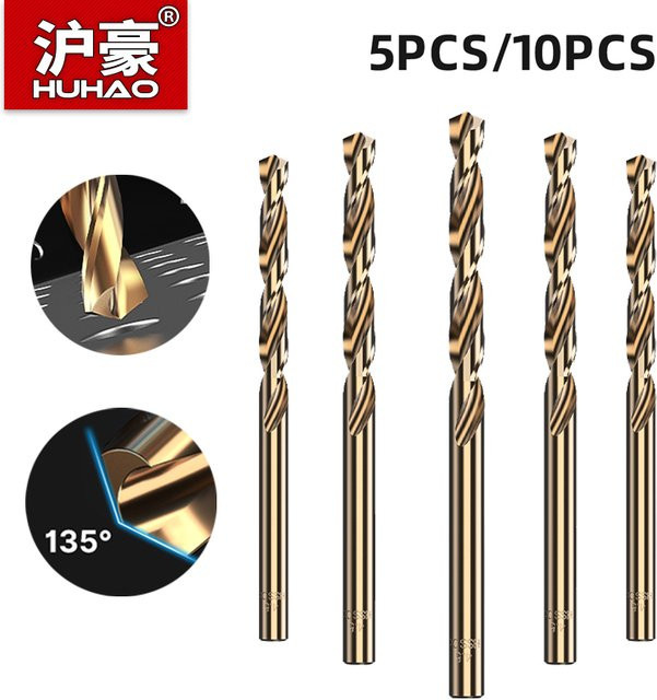 HUHAO HSS M43 Kobalt Bohrer Set in Gold, Bohrer für Holz, Metall und Edelstahl, Durchmesser 0,4 mm bis 14 mm - Bild 1