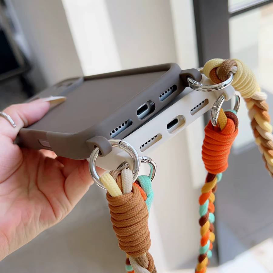Stoßfeste Lanyard Handyhülle für Apple iPhone 17 Pro Max, 16, 15 Plus, 14, 13 mit Crossbody Neck Cord Strap und Soft Lens Protection in Grün und Multicolour - Bild 4