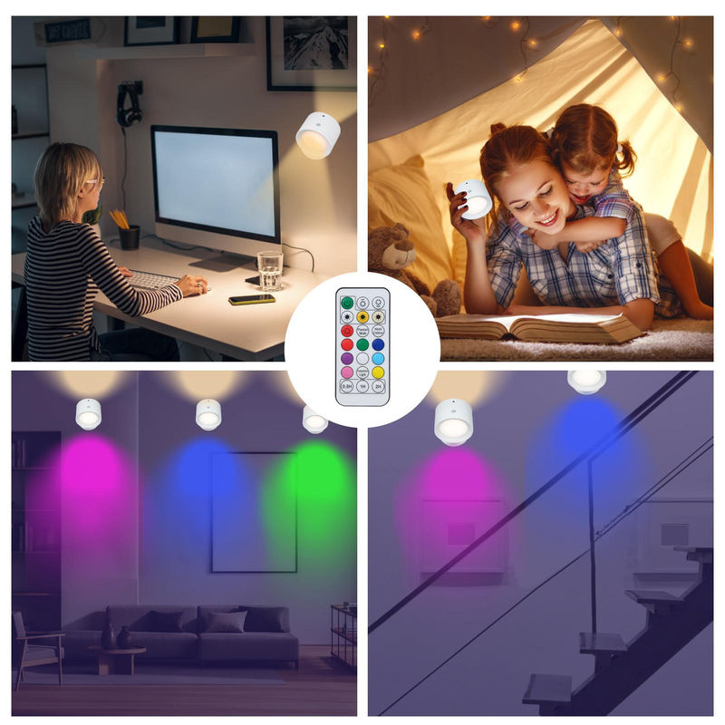 TOMTOP JMS Magnetische LED Wandlampe in Schwarz mit RGB Farbwechsel, Dimmfunktion und Bewegungssensor als Umgebungs- und Leselicht - Bild 2