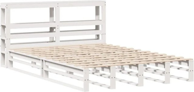 vidaXL Massivholzbett aus Kiefernholz in Weiß, rustikales Bett ohne Matratze, B/T/H: 140 x 200 x 82 cm - Bild 1