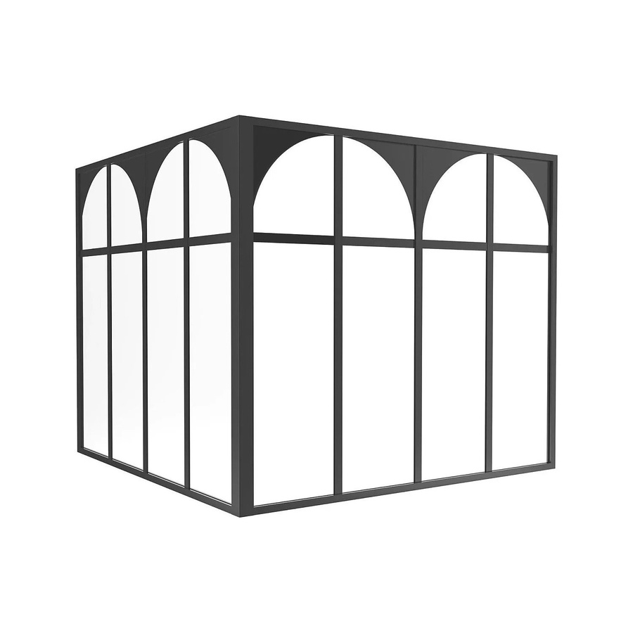 Vente-unique Glaswand Arcadea in Schwarz mit Aluminium und Glas, Breite: 120 cm, Höhe: 105 cm, Tiefe: 105 cm - Bild 2