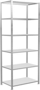 Schulte Grundregal Steckregal MULTIplus150 mit 6 Fachböden und Kreuzstrebe, Farbe: Lichtgrau, B/T/H: 250 x 100 x 60 cm - Bild 1