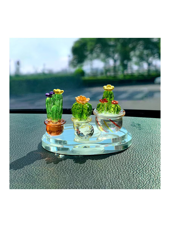 TPXCKz Kaktus Figur aus transparentem Glas als Miniatur Bonsai Ornament für deine Tischdekoration - Bild 4