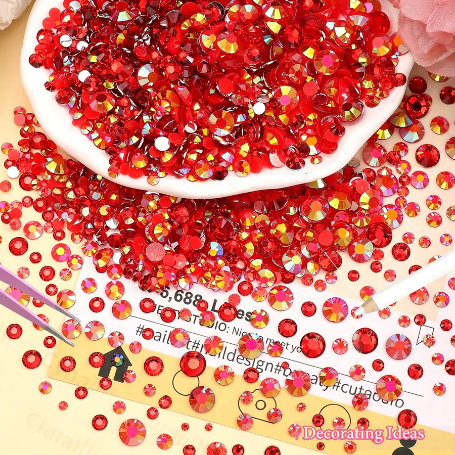 Ywbeads Strasssteine, Rot, Glänzend, Nagelkunst - Bild 4
