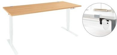 Schäfer Shop Genius Schreibtisch Aero Flex elektrisch höhenverstellbar Buche/weiß mit integriertem Kabelkanal B/T/H: 160 x 80 x 62-128 cm - Bild 1