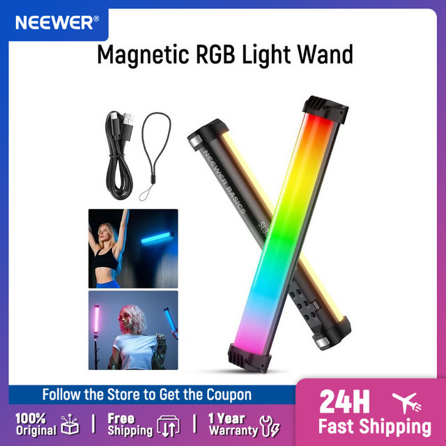 NEEWER Basics 12 Zoll magnetischer RGB LED Lichtstab mit 8W, dimmbar, CRI95, Multicolour, für Studio-Videoaufnahmen - Bild 1