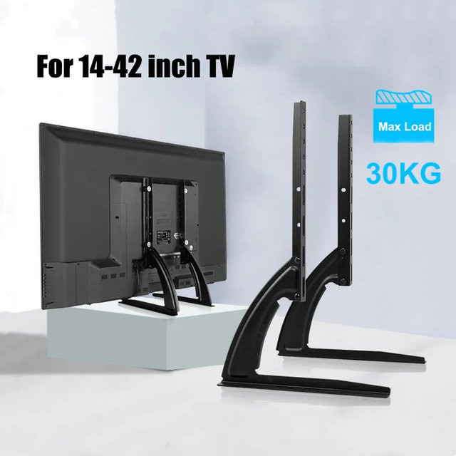 Universelle verstellbare TV-Ständerhalterung für 14 bis 42 Zoll Flachbildfernseher und Monitore in Schwarz, belastbar bis 30 kg - Bild 1
