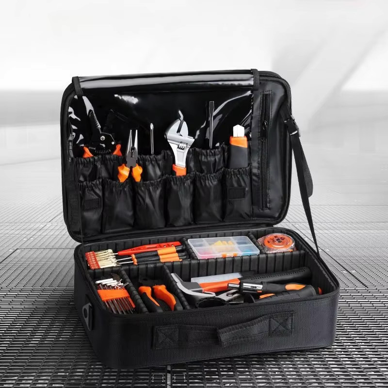 Multifunktionale Werkzeugtasche von OLOEY aus verstärktem Oxford-Gewebe in Schwarz für Elektriker und Tischler - Bild 2