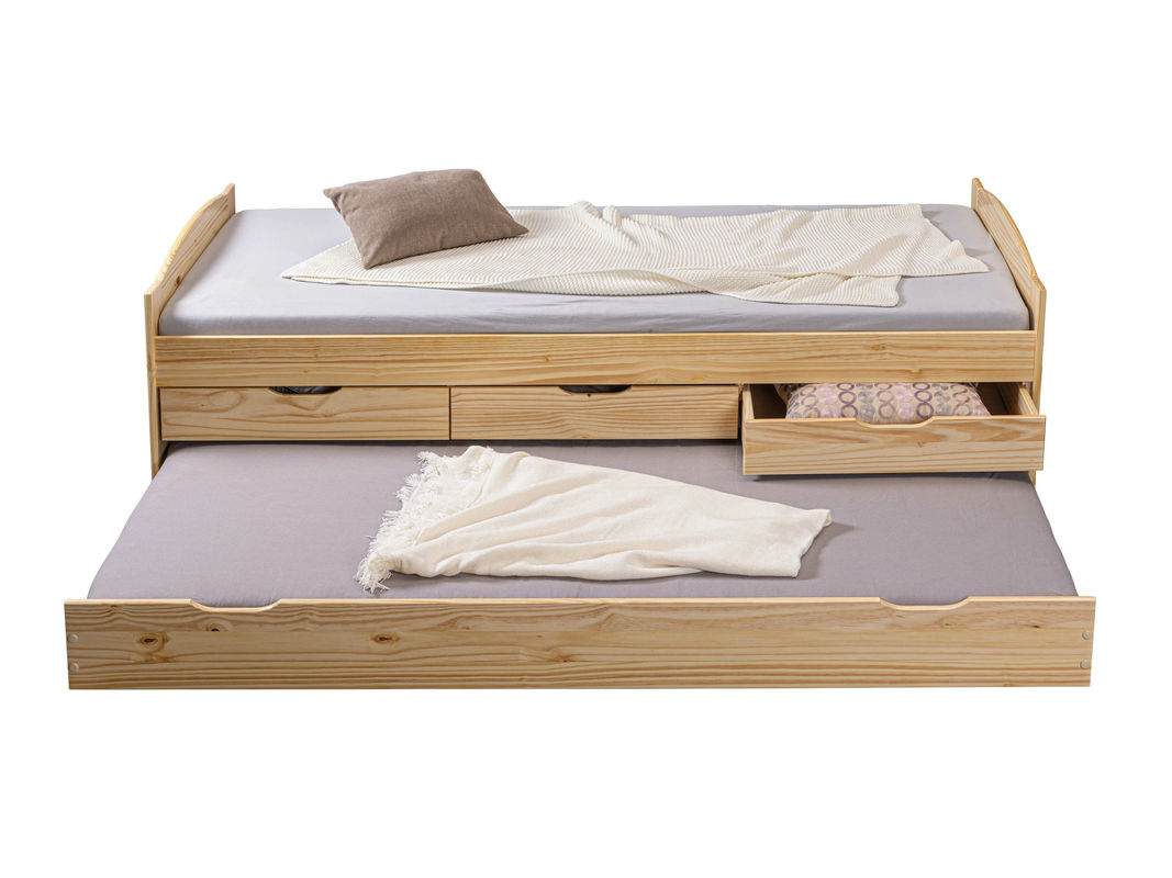 INTER LINK Funktionsbett Marinella aus Kiefer Massivholz in Braun mit Schubladen, B/T/H: 90 x 200 x 100 cm - Bild 4