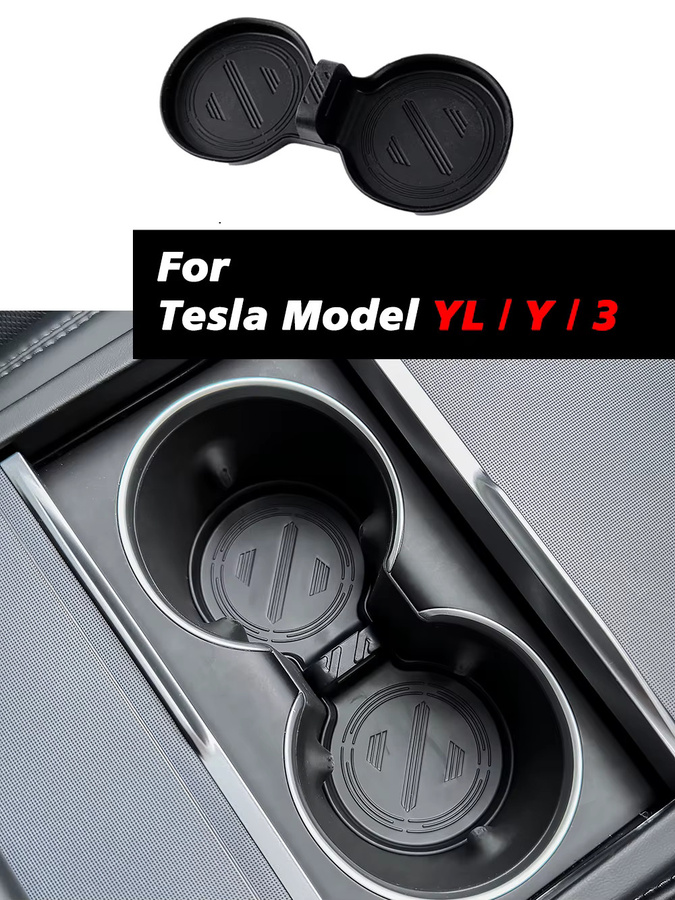 TESY Getränkehalter-Matte für Tesla Model Y und Model 3 Highland, rutschfest und wasserdicht, Schwarz - Bild 7