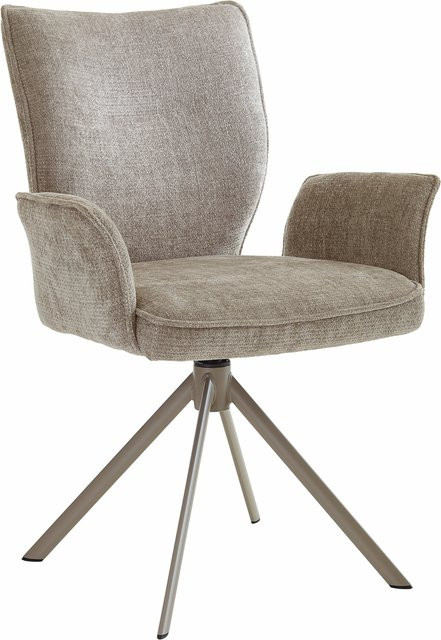 Polsterstuhl STUDIO-LINE von NIEHOFF SITZMÖBEL in Grau und Beige mit Armlehnen und Metallgestell - Bild 1