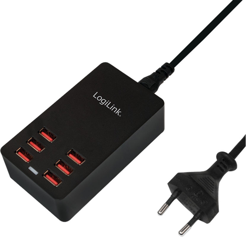 LogiLink PA0139 USB Ladegerät 32 W mit 6x USB-A in Schwarz - Bild 2