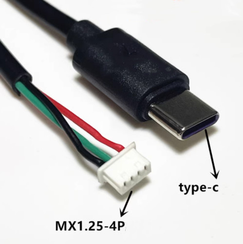 USB-C zu MX1.25-4P Anschlusskabel für Motherboard-Verbindung, 4-adrig, Schwarz, Länge: 0,25 m - Bild 1