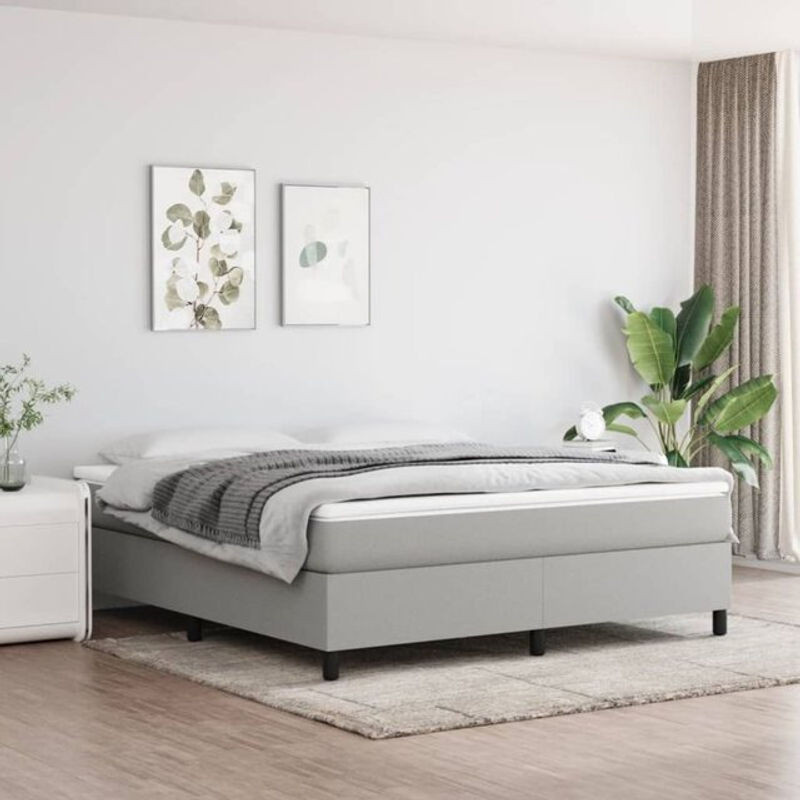 Vidaxl Boxspringbett mit Matratze in Grau und Weiß aus Stoff, B/T: 180 x 200 cm - Bild 1