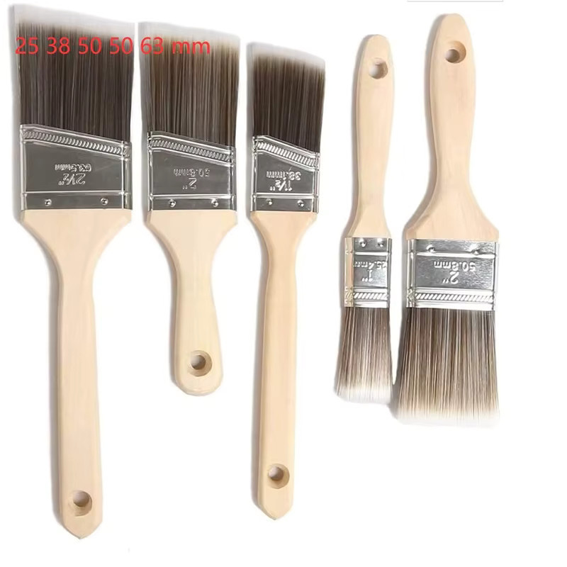 5-teiliges Nylon-Pinsel-Set mit langem Griff und abgeschrägter Kante, mehrfarbig, ideal für Outdoor, Grill, Marine und Holzbearbeitung - Bild 3