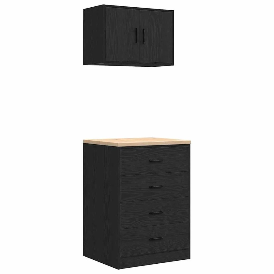 vidaXL Garagenschränke 2er-Set aus Holzwerkstoff in Schwarz - Bild 2