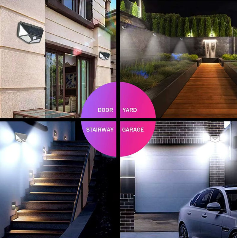 4er-Set KDULIT LED Solar Wandleuchten mit Bewegungssensor für den Garten in Schwarz - Bild 3