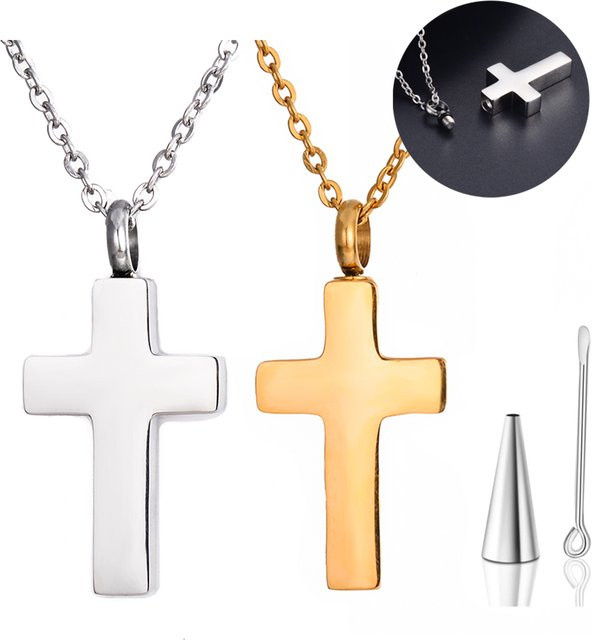 D&Rui Jewelry Anhänger Halskette, Edelstahl, Kreuz, Silber, Unisex - Bild 1