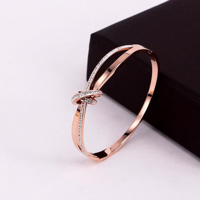 Binchi Keji Travel Armband Armreif, Edelstahl, Roségold, Zirkonia, Damen - Bild 1