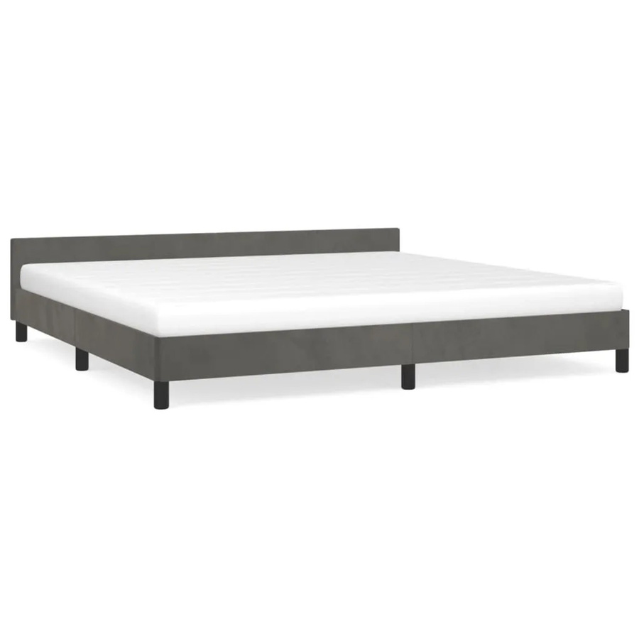 vidaXL Bettgestell mit Kopfteil aus Samt in Dunkelgrau, B/T: 200 x 200 cm - Bild 2