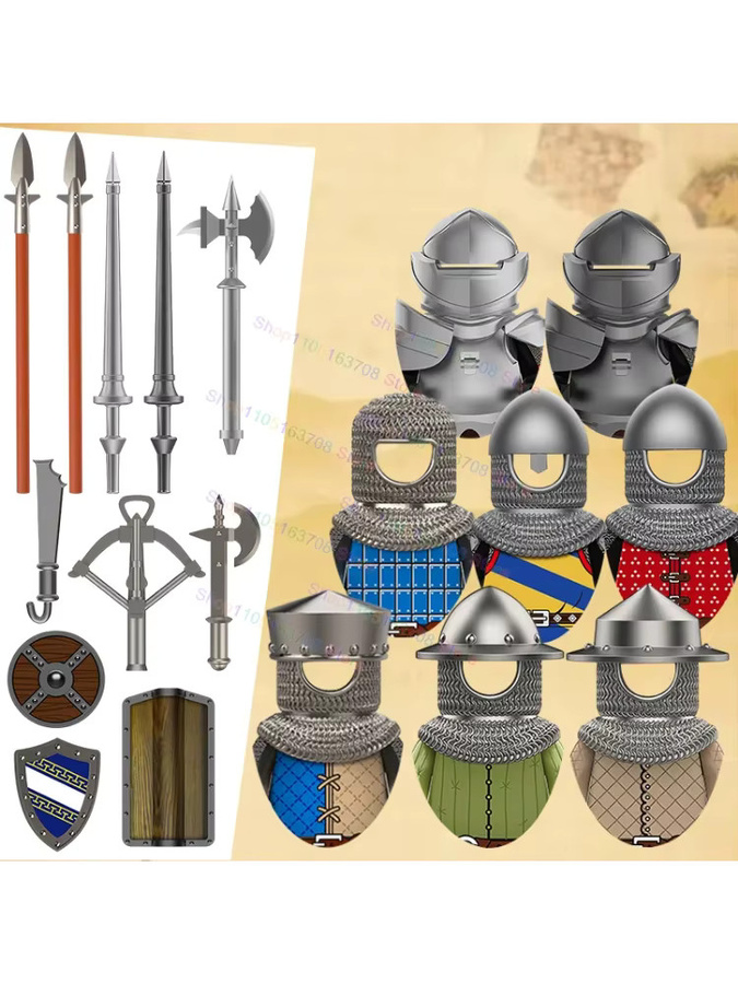 DR.TONG Militärische Armbrustsoldaten Charaktere, Ritter, Mini Actionfiguren, Mini Bausteine, Bunt / Mehrfarbig - Bild 2