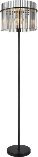 Globo Stehleuchte Gorley aus Metall und Glas in Schwarz und Rauchfarben mit Ø 38 cm - Bild 1