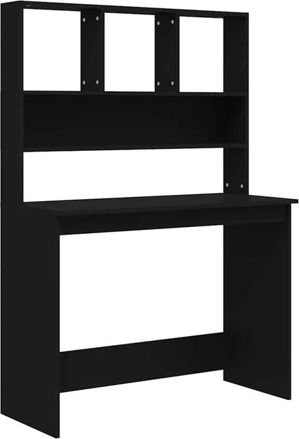 vidaXL Schreibtisch mit Regal in Schwarz aus Holzwerkstoff, B/T/H: 102 x 45 x 148 cm - Bild 1