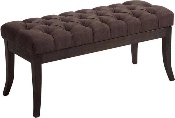 DELUKE Sitzbank CANNES in Braun, gepolsterte Sitzbank im Chesterfield-Design für Flur, Esszimmer oder Schlafzimmer, B/T/H: 100 x 38 x 46 cm