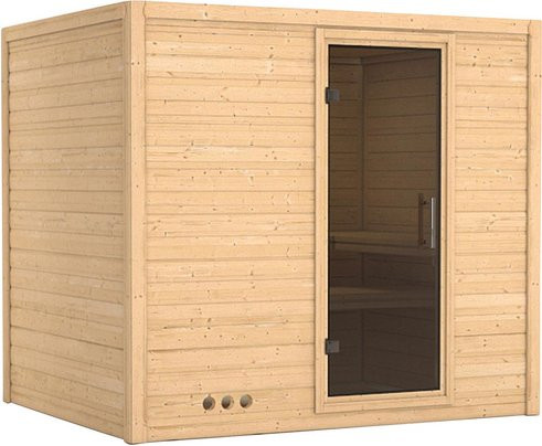 Karibu Sauna Paldiski für 4 Personen aus Fichtenholz in Beige und Grau ohne Ofen B/T/H: 236 x 209 x 184 cm - Bild 1