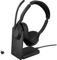 Jabra Evolve2 55 MS Stereo On-Ear Bluetooth Headset mit Ladestation und Link380c USB-C Adapter, Schwarz - Bild 1