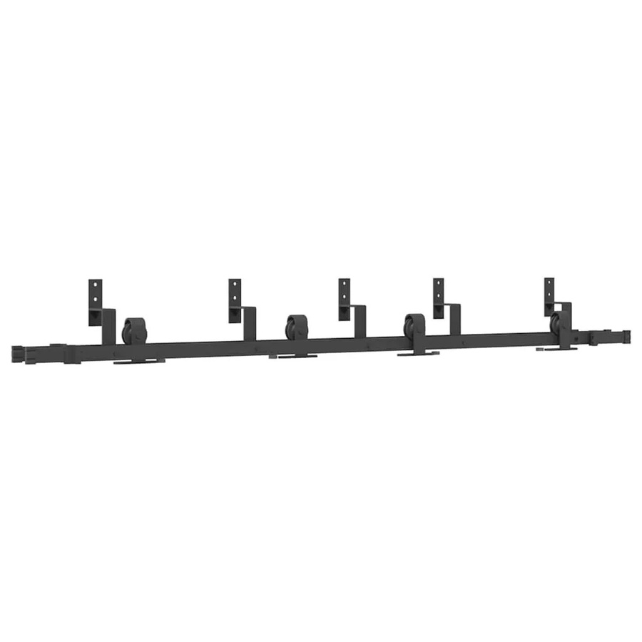 vidaXL Schiebetürbeschlag-Set aus Stahl in Schwarz Matt mit 213,5 cm Schiene - Bild 2