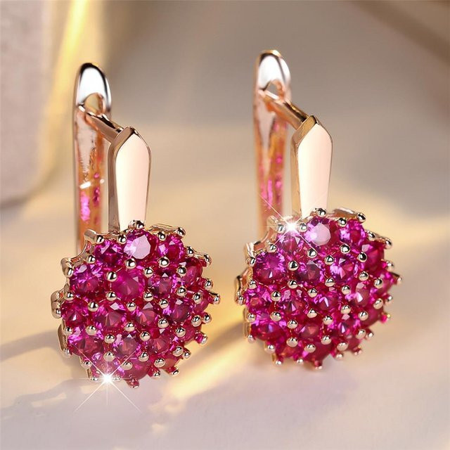 Yiran Jewelry Creolen, Sonnenblumen, Zirkon, Roségoldene Farbe, Damen - Bild 1