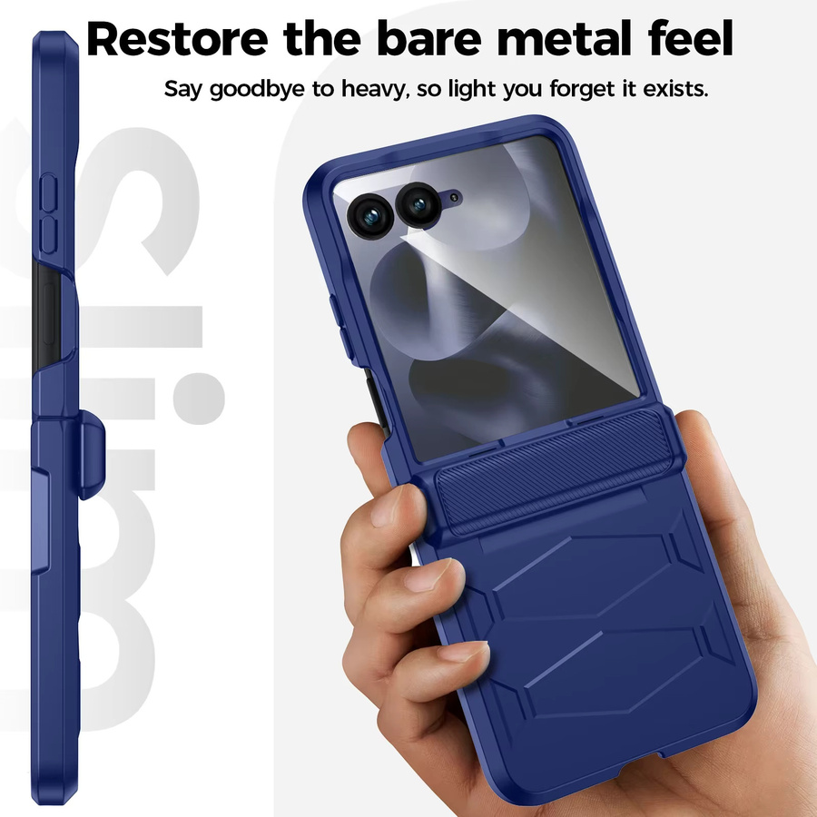Stoßfeste Schutzhülle für Motorola MOTO Razr 50/60 mit Scharnierschutz und rutschfester Textur in Blau - Bild 3