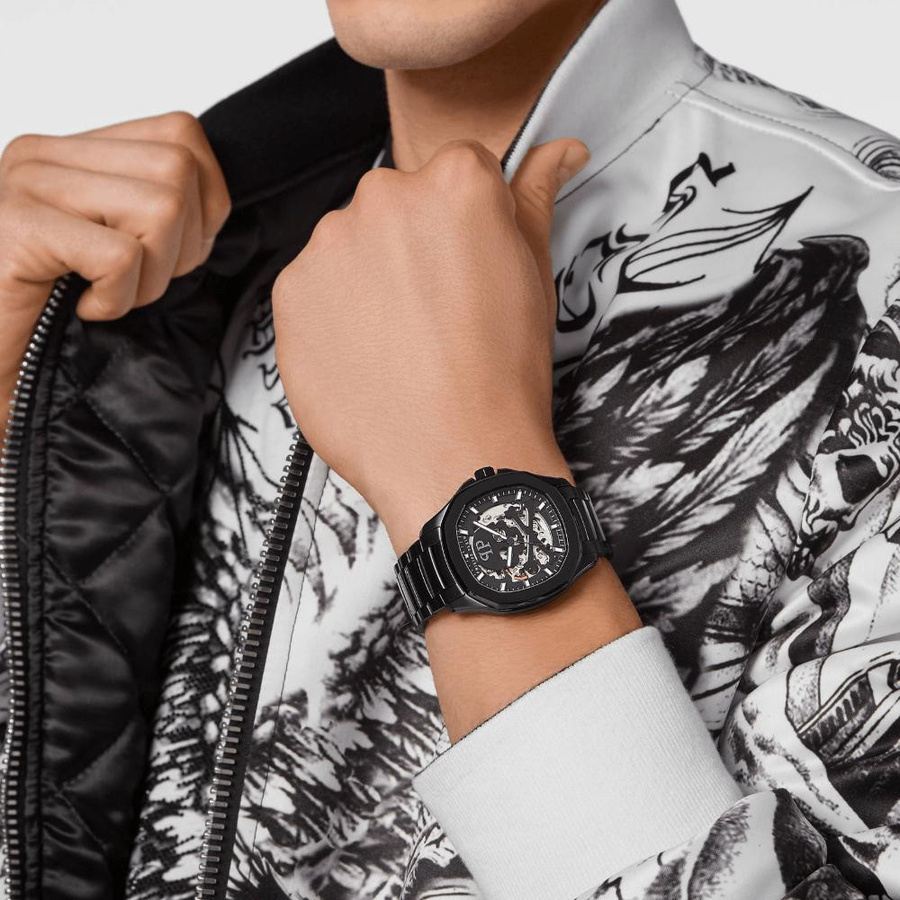 Philipp Plein Armbanduhr Automatik, Edelstahl, Schwarz, Herren, 42 mm - Bild 5