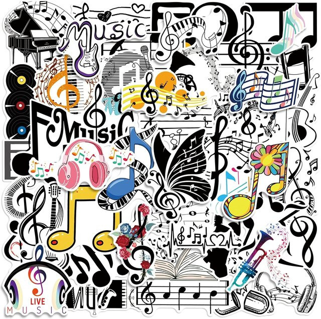 Wasserdichte Musik Talisman Aufkleber Set in Multicolour für Graffiti und Dekoration von Laptop, Gitarre und Gepäck - Bild 1