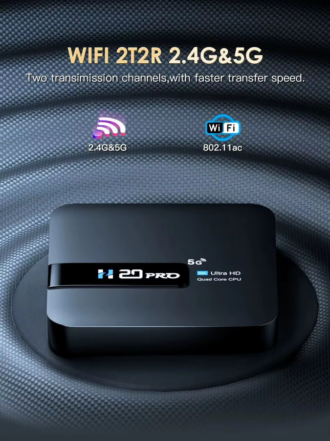 TOPSION H20PRO Android 10.0 TV-Box mit Sprachassistent, 4K 6K HD Video, Dual-Band WLAN 2,4 & 5G, Media Player Set-Top-Box in Schwarz - Bild 4