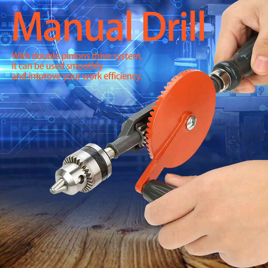 Aramox Mini-Handbohrmaschine mit Doppelritzeln in Orange für Holz und Kunststoff - Bild 2