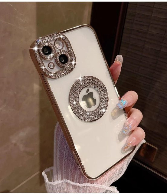 Yiran Bag Luxuriöse Diamant-Glitzer Handyhülle für iPhone 11 12 13 14 15 16 Pro Max 14 Plus Transparent mit ausgehöhlter Stoßstange und weichem Material - Bild 1
