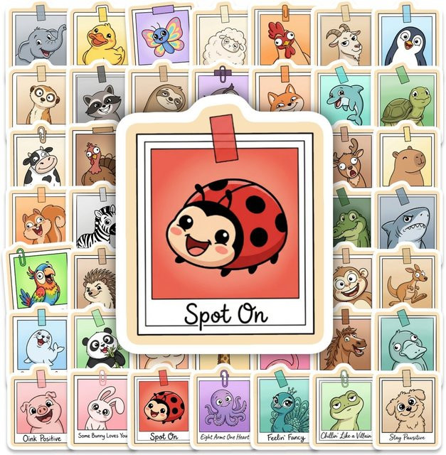 GOGOTU Polaroid-Aufkleber mit Tiermotiven, 50-teiliges Set, multicolour - Bild 1