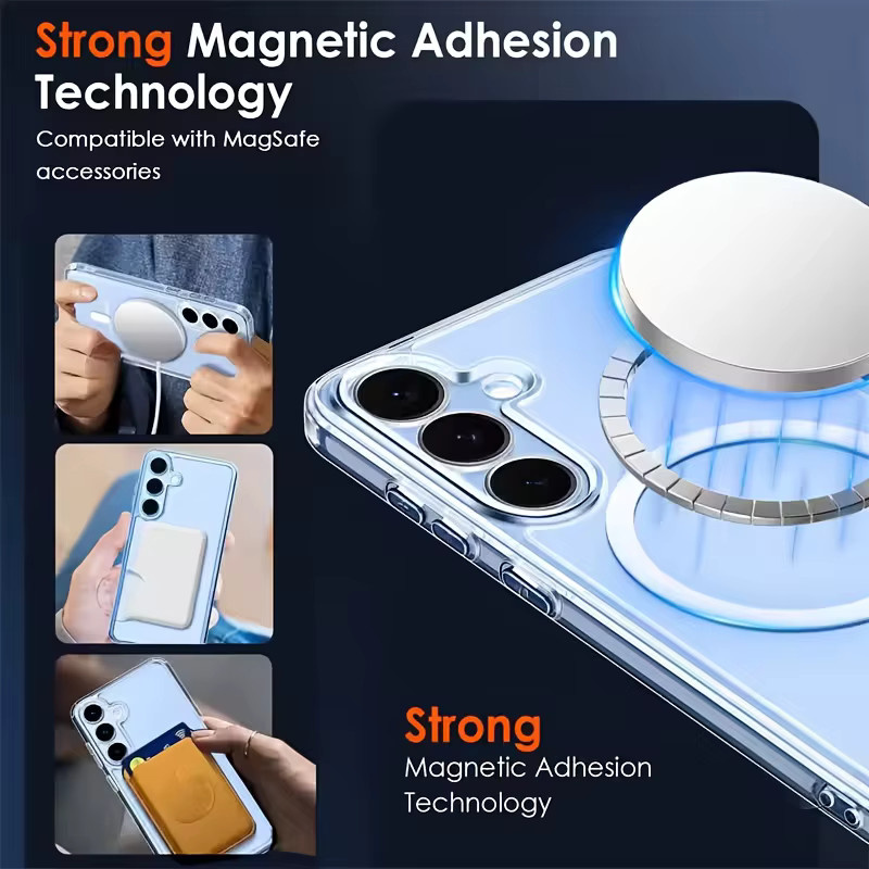 MagSafe kompatible magnetische Schutzhülle für Samsung Galaxy S26 Ultra, S26 Plus und S26 Edge in Transparent, Soft Cover - Bild 4