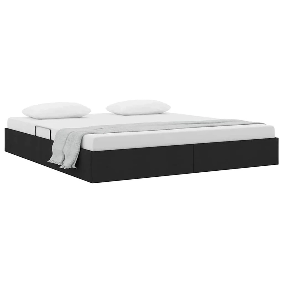 vidaXL Aufbewahrungsbett mit Matratze in Schwarz aus Stoff und Kunstleder, B/T/H: 180 x 200 x 203 cm - Bild 2