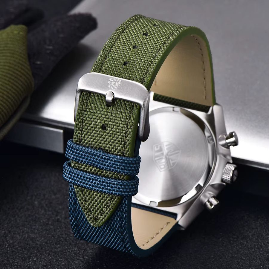 RollsTimi Chronograph, Quarz, Edelstahl, Grün, Textil/NATO, Herren - Bild 4