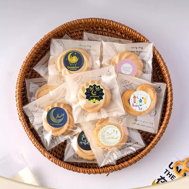 500 Stück Eid Mubarak Aufkleber für Ramadan Kareem Dekoration und Geschenkboxen, Mehrfarbig - Bild 3